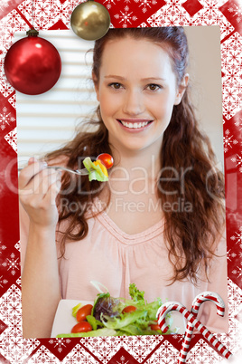 Girl eating a healthy salad