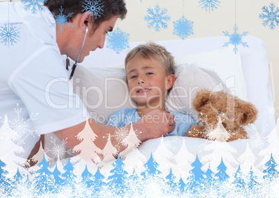 Doctor listening to a child breaht with stethoscope