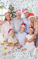 Composite image of smiling family at christmas