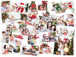 Collage of families celebrating christmas