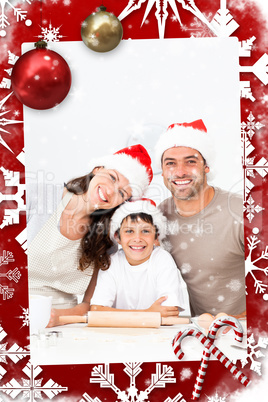 Happy family baking christmas cookies together