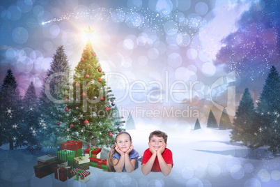 Composite image of cute children smiling at camera