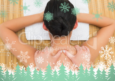 Peaceful brunette enjoying a back massage