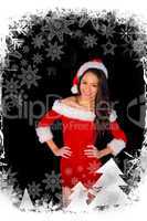 Pretty brunette in santa outfit smiling at camera