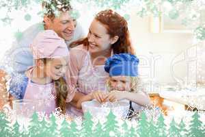 Composite image of happy family enjoys baking together