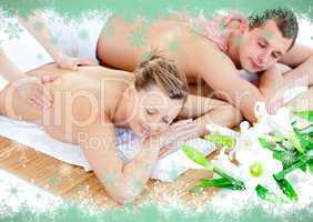 Loving young couple enjoying a back massage