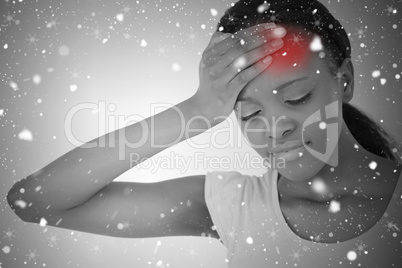 Composite image of woman with highlighted red headache