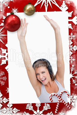 Beautiful woman dancing while listening to music