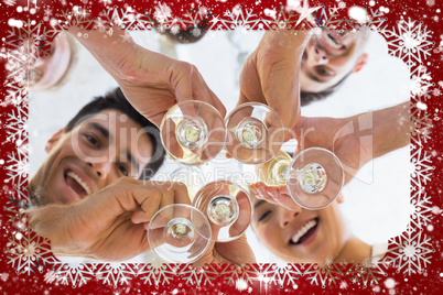 Casual business team toasting with champagne