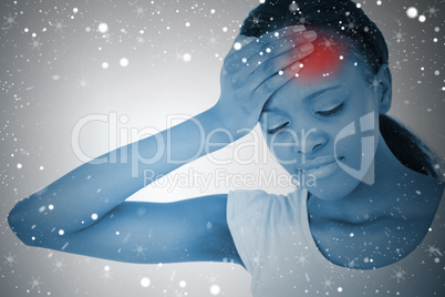 Composite image of woman with highlighted headache