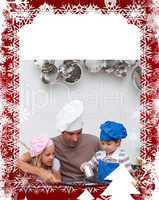 Father baking cookies with his children