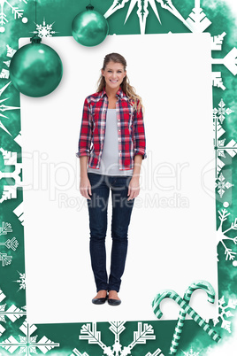 Composite image of portrait of a woman standing up Composite image of portrait of a woman standing up