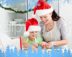 Mother and daughter preparing christmas cookies