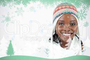 Smiling young woman with winter clothes on