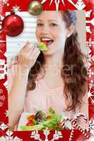 Girl eating a healthy salad