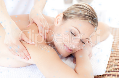 Beautiful woman receiving a back massage