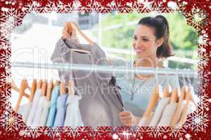 Composite image of fashion woman choosing dress