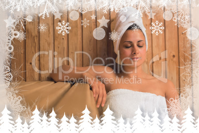 Calm woman relaxing in a sauna