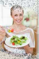 Woman offering a healthy salad