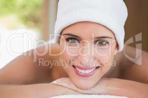 Beautiful woman with towel wrapped on head