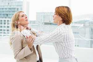 Businesswomen having a violent fight in office