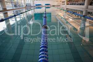 Empty swimming pool with lane markers