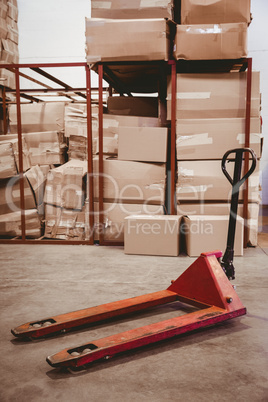Storage cart on floor in warehouse