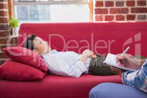 Depressed patient lying on couch