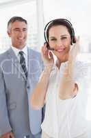 Businesswoman wearing a headset