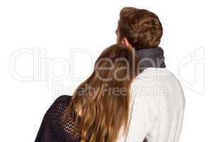 Close up rear view of romantic couple
