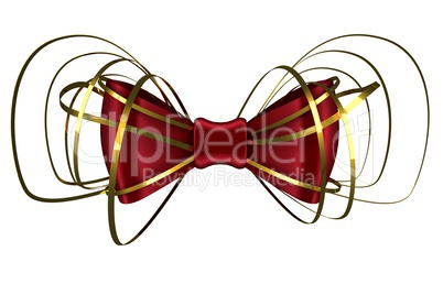 Digitally generated red shiny bow