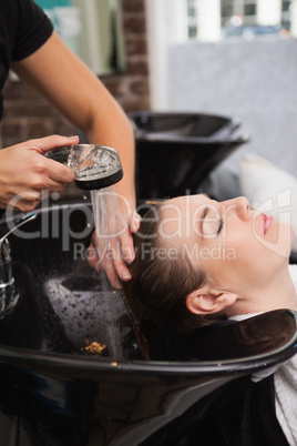 Customer getting their hair washed