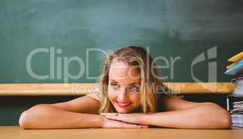 Beautiful businesswoman at desk