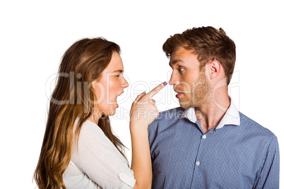 Casual young couple in an argument
