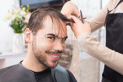 Man getting his hair trimmed