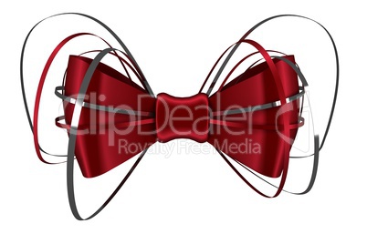 Digitally generated red shiny bow