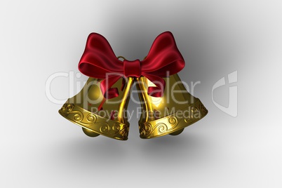 Golden bells with red ribbon