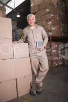 Portrait of confident worker in warehouse