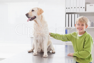 Cute dog with its cheerful owner
