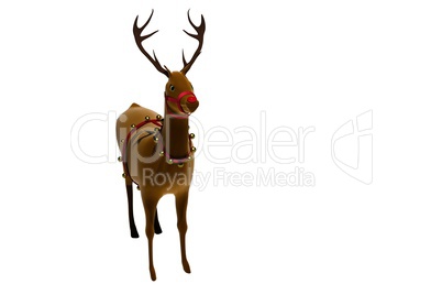 Digital santas reindeer with bells