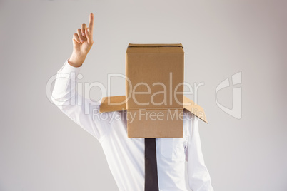 Anonymous businessman with hand pointing up