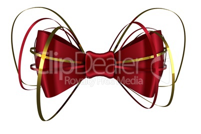 Digitally generated red shiny bow