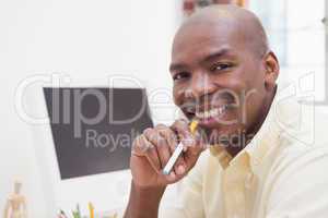 Casual businessman with electronic cigarette