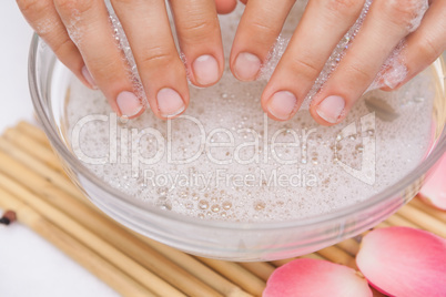 Customer washing their nails