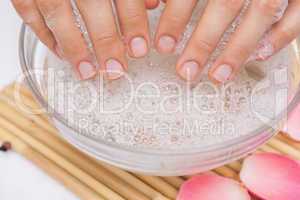 Customer washing their nails