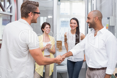 Business people making a deal at a meeting