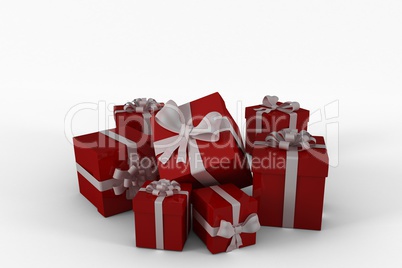 Red gifts with white bow