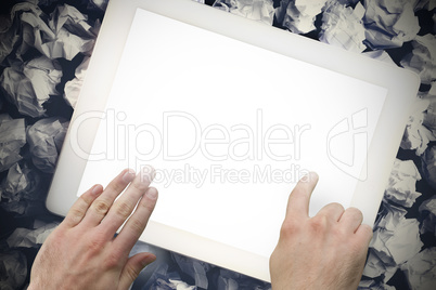 Hands touching tablet screen Hands touching tablet screen