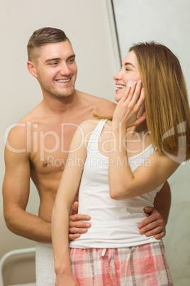 Cute couple smiling at each other