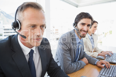 Business team working at the call center